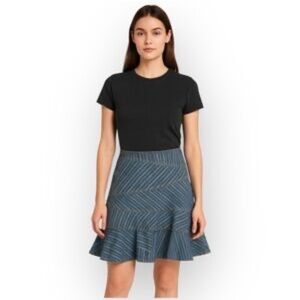 DKNY Jeans Y2K Striped Flare Denim Skirt Size: 14
